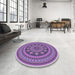 Round Patterned Bright Lilac Purple Rug in a Office, pat1881pur