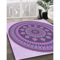 Patterned Bright Lilac Purple Rug, pat1881pur