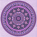 Round Machine Washable Transitional Bright Lilac Purple Rug, wshpat1881pur