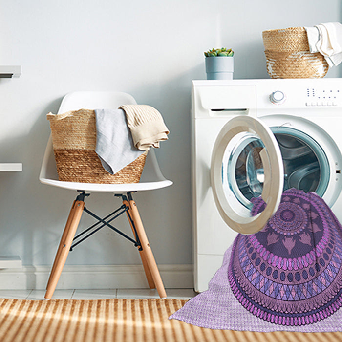 Machine Washable Transitional Bright Lilac Purple Rug in a Washing Machine, wshpat1881pur