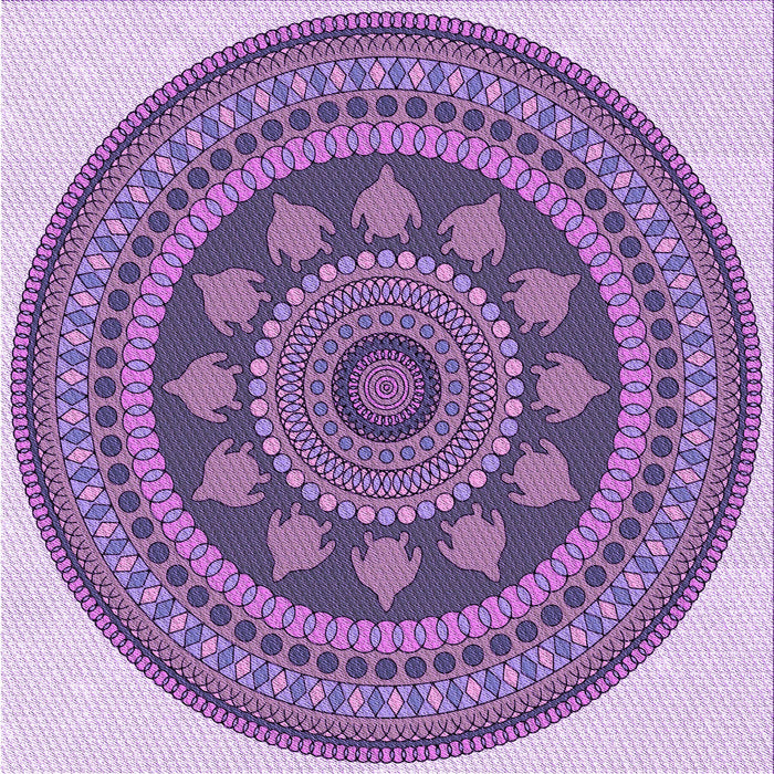 Round Patterned Bright Lilac Purple Rug, pat1881pur
