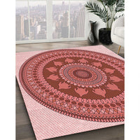 Patterned Light Salmon Pink Rug, pat1881rd