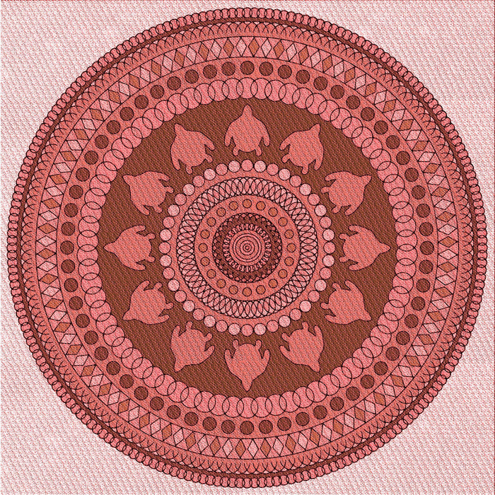 Round Machine Washable Transitional Light Salmon Pink Rug, wshpat1881rd