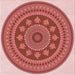 Round Patterned Light Salmon Pink Rug, pat1881rd