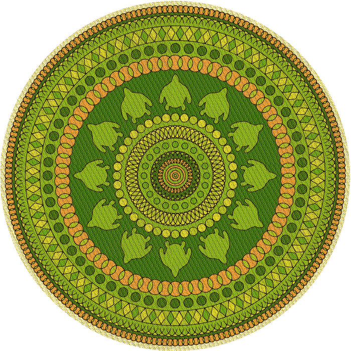 Square Patterned Green Rug, pat1881yw