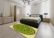 Round Machine Washable Transitional Green Rug in a Office, wshpat1881yw