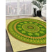 Patterned Green Rug in Family Room, pat1881yw