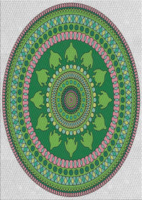 Machine Washable Transitional Light Green Rug, wshpat1881