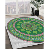 Patterned Light Green Novelty Rug, pat1881