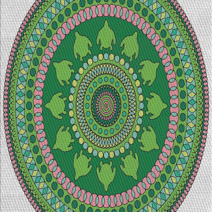 Patterned Light Green Novelty Rug, pat1881