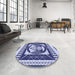 Round Patterned Sapphire Blue Rug in a Office, pat1882blu