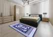 Round Machine Washable Transitional Sapphire Blue Rug in a Office, wshpat1882blu