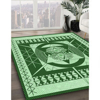 Patterned Deep Emerald Green Rug, pat1882grn