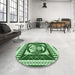 Round Patterned Deep Emerald Green Rug in a Office, pat1882grn