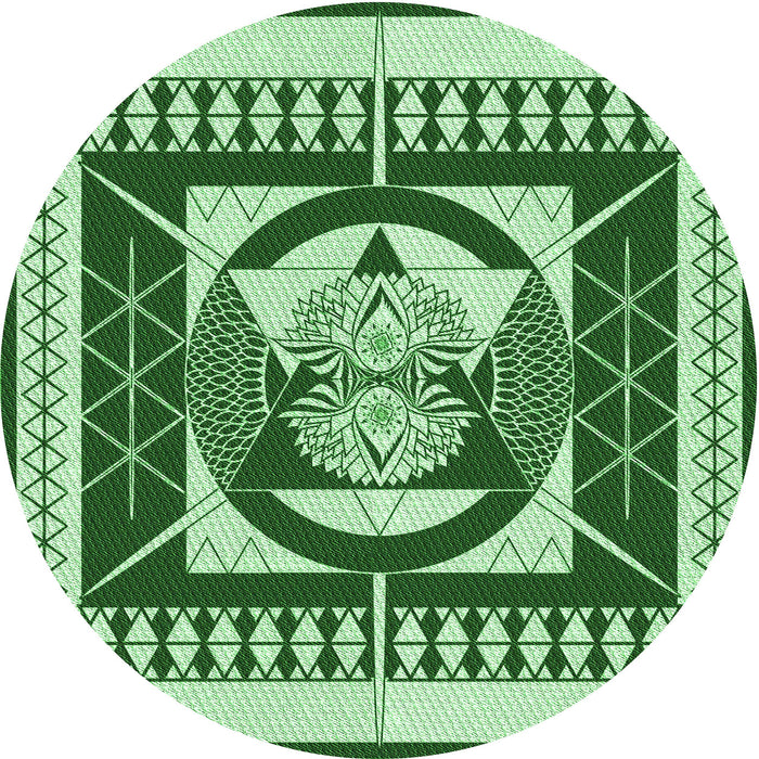 Square Patterned Deep Emerald Green Rug, pat1882grn