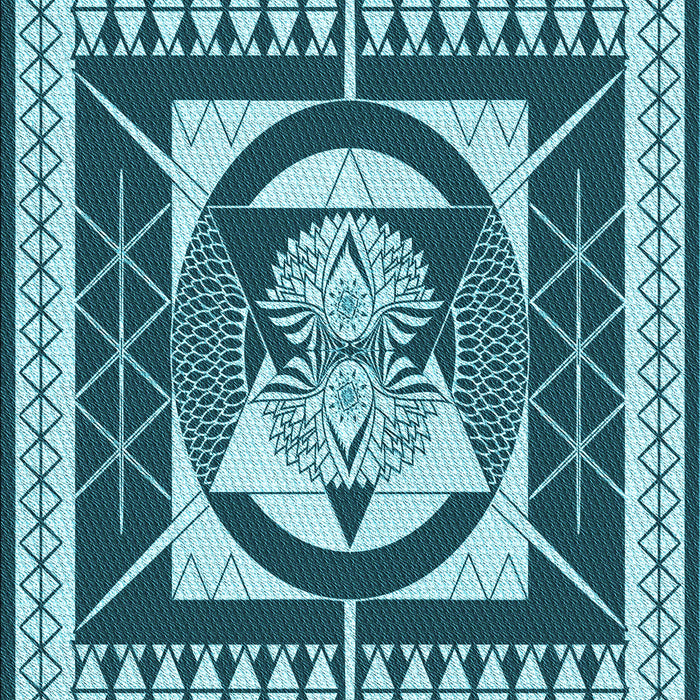 Patterned Medium Teal Green Rug, pat1882lblu