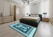 Patterned Medium Teal Green Rug in a Bedroom, pat1882lblu