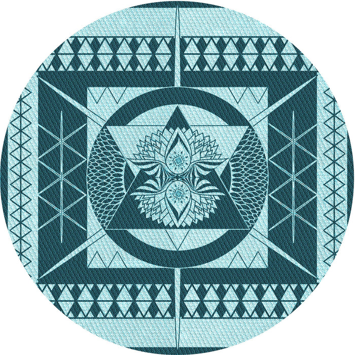 Square Patterned Medium Teal Green Rug, pat1882lblu