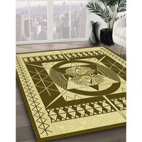 Patterned Chrome Gold Yellow Rug, pat1882yw