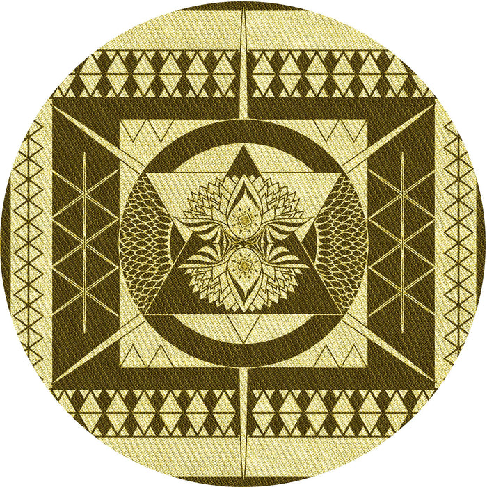 Square Patterned Chrome Gold Yellow Rug, pat1882yw