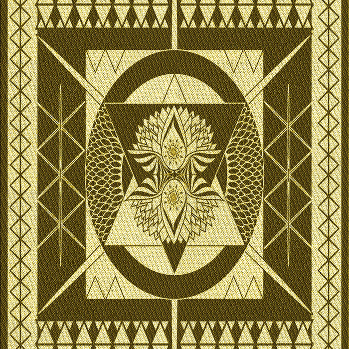 Patterned Chrome Gold Yellow Rug, pat1882yw