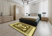 Patterned Chrome Gold Yellow Rug in a Bedroom, pat1882yw