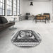 Round Machine Washable Transitional Light Gray Rug in a Office, wshpat1882