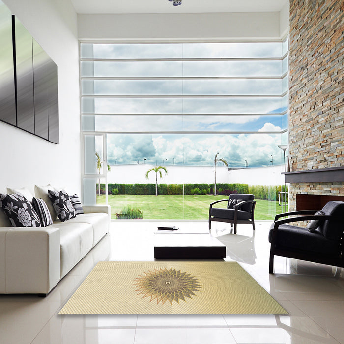 Square Patterned Peru Brown Rug in a Living Room, pat1883brn