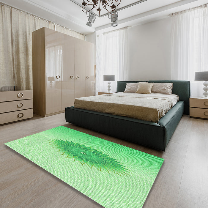 Patterned Jade Green Rug in a Bedroom, pat1883grn