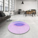 Round Patterned Blossom Pink Rug in a Office, pat1883pur