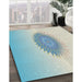 Machine Washable Transitional Pale Blue Lily Blue Rug in a Family Room, wshpat1883