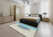 Machine Washable Transitional Pale Blue Lily Blue Rug in a Bedroom, wshpat1883