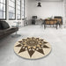 Round Patterned Red Brown Rug in a Office, pat1884brn