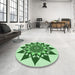 Round Patterned Mint Green Rug in a Office, pat1884grn