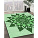 Machine Washable Transitional Mint Green Rug in a Family Room, wshpat1884grn