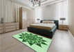 Patterned Mint Green Rug in a Bedroom, pat1884grn