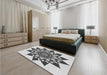 Patterned Carbon Gray Rug in a Bedroom, pat1884gry