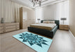 Patterned Dark Cyan Green Rug in a Bedroom, pat1884lblu