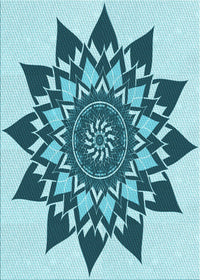 Machine Washable Transitional Dark Cyan Green Rug, wshpat1884lblu