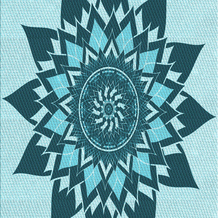 Patterned Dark Cyan Green Rug, pat1884lblu
