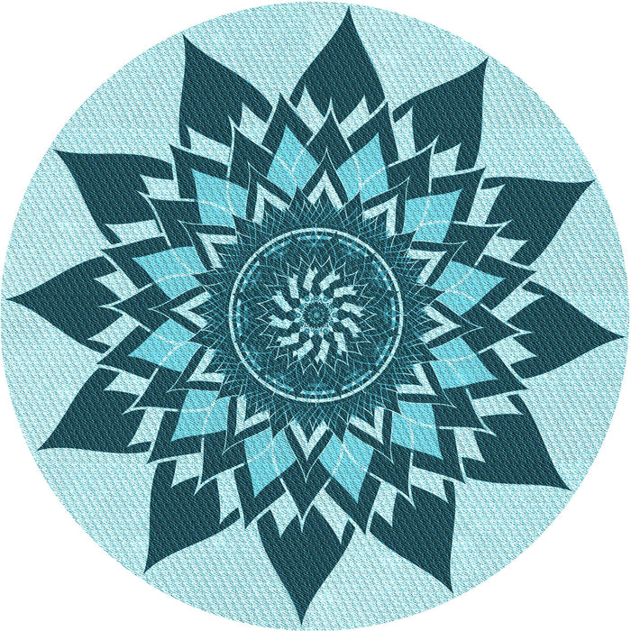 Square Machine Washable Transitional Dark Cyan Green Rug in a Living Room, wshpat1884lblu