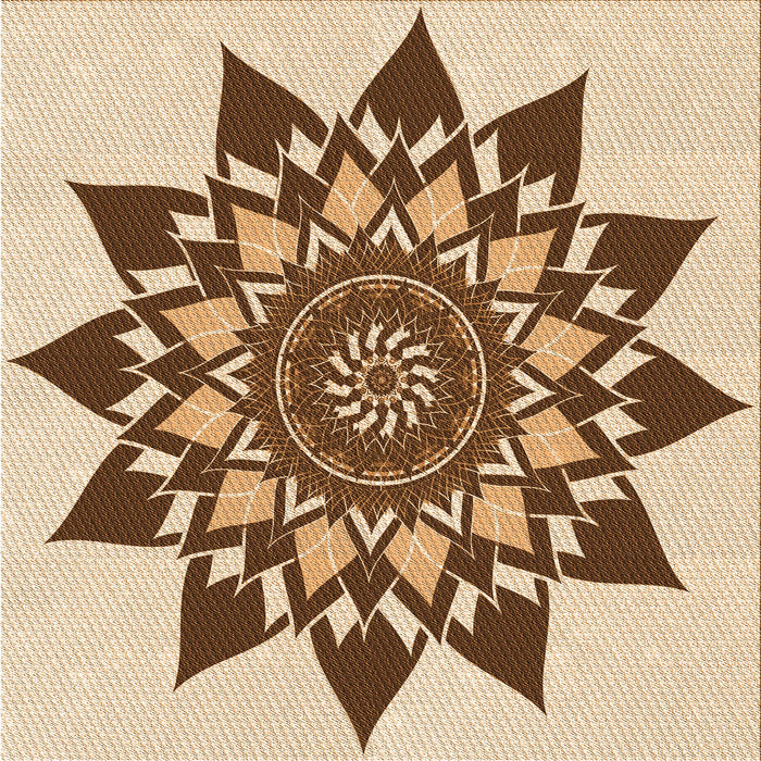 Round Patterned Mahogany Brown Rug, pat1884org