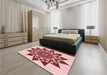 Round Machine Washable Transitional Red Rug in a Office, wshpat1884rd