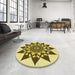 Round Patterned Oak Brown Rug in a Office, pat1884yw