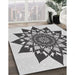 Patterned Platinum Gray Novelty Rug in Family Room, pat1884