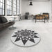 Round Patterned Platinum Gray Novelty Rug in a Office, pat1884