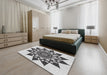 Patterned Platinum Gray Novelty Rug in a Bedroom, pat1884