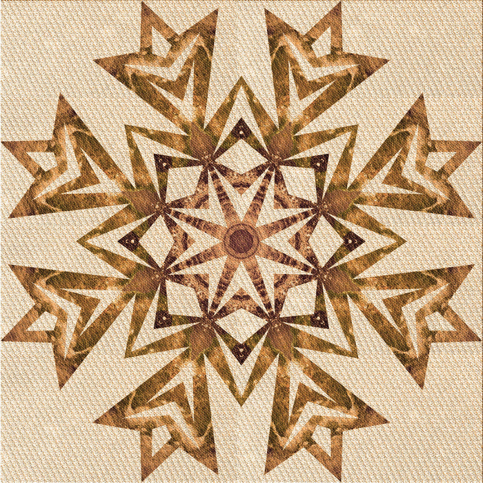 Round Patterned Deep Peach Orange Rug, pat1885org