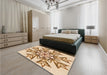 Patterned Deep Peach Orange Rug in a Bedroom, pat1885org