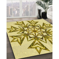 Patterned Dark Golden Brown Rug, pat1885yw